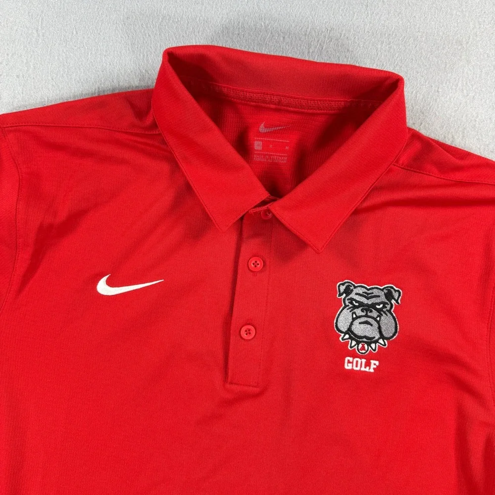 Nike Georgia Bulldogs Polo Shirt Mens Medium Red NCAA Football Golf Performance